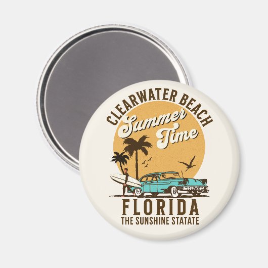 ClearWater Beach Florida Summer Time Magneet (Voorkant / Achterkant)