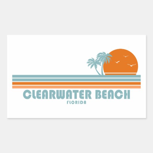 Clearwater Beach Florida Sun Palm Trees Rechthoekige Sticker (Voorkant)