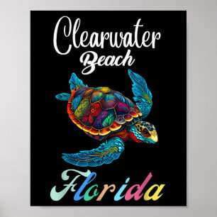 Clearwater Beach Florida Tie Dye Zee Schildpad Fam Poster