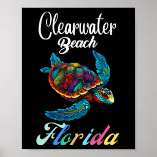 Clearwater Beach Florida Tie Dye Zee Schildpad Fam Poster