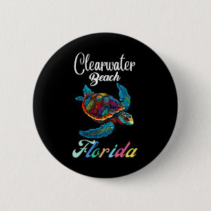 Clearwater Beach Florida Tie Dye Zee Schildpad Fam Ronde Button 5,7 Cm