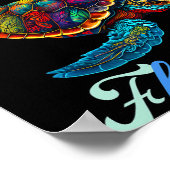 Clearwater Beach Florida Tie-Dye Zeeschildpad Fami Poster (Hoek)