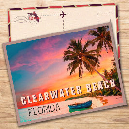 Clearwater Beach Florida tropische palmboom jaren Briefkaart