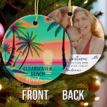 Clearwater Beach Florida tropische palmboom jaren  Keramisch Ornament<br><div class="desc">Clearwater strand Florida Zand Tropische Palm Trees Souvenirs. Clearwater beach Florida - Retro Tropical Palm Tree 60s Souvenirs design maakt een geweldig kerst- of verjaardagscadeau voor fans van Florida keys beach. Het retro zomerse vibe ontwerp is een perfect cadeau voor reisliefhebbers en tropische bestemmingsfans. - U kunt deze sjabloon aanpassen...</div>