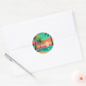 Clearwater Beach Florida tropische palmboom jaren Ronde Sticker (Envelop)