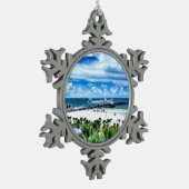 Clearwater Beach, Florida, vakantiebestemming, Tin Sneeuwvlok Ornament (Links)