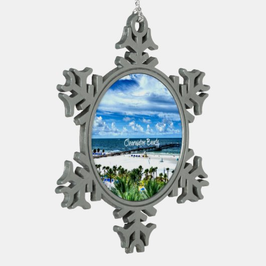 Clearwater Beach, Florida, vakantiebestemming, Tin Sneeuwvlok Ornament (Links)