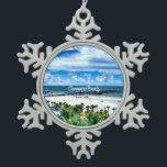 Clearwater Beach, Florida, vakantiebestemming, Tin Sneeuwvlok Ornament<br><div class="desc">Clearwater Beach,  Florida,  perfecte vakantiebestemming</div>