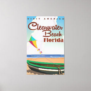 Clearwater Beach, Florida vintage poster Canvas Afdruk