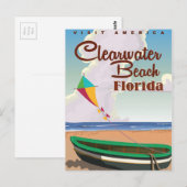 Clearwater Beach, Florida vintage reisposter Briefkaart (Voorkant / Achterkant)