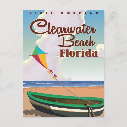 Clearwater Beach, Florida vintage reisposter Briefkaart (Voorkant)