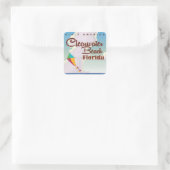 Clearwater Beach, Florida vintage reisposter Vierkante Sticker (Tas)