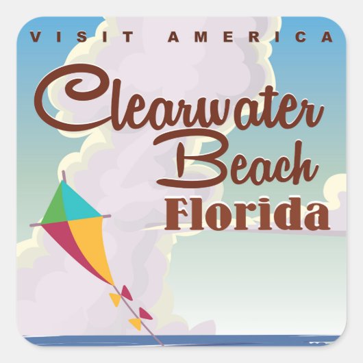 Clearwater Beach, Florida vintage reisposter Vierkante Sticker (Voorkant)