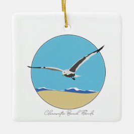 Clearwater Beach, Florida Zee Gull over Beach Keramisch Ornament