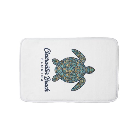 Clearwater Beach Florida Zeeschildpad Vector Desig Badmat (Voorkant)