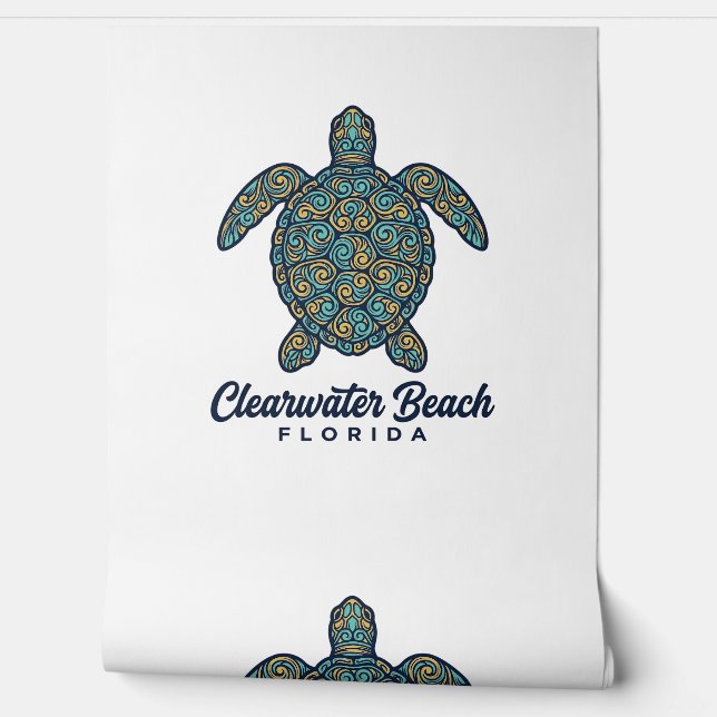 Clearwater Beach Florida Zeeschildpad Vector Desig Behang (Afrollen)