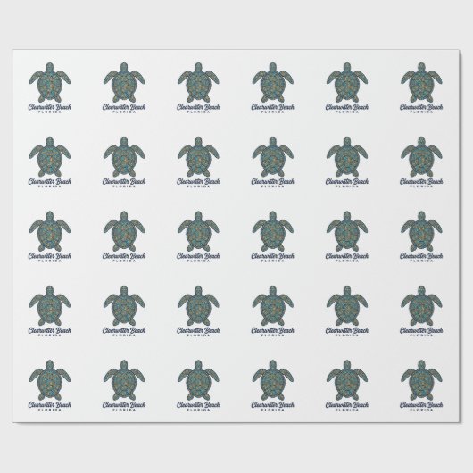 Clearwater Beach Florida Zeeschildpad Vector Desig Cadeaupapier (Vlak)