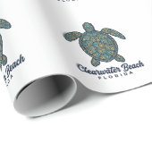 Clearwater Beach Florida Zeeschildpad Vector Desig Cadeaupapier (Rol Hoek)
