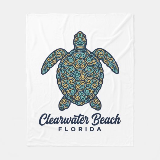 Clearwater Beach Florida Zeeschildpad Vector Desig Fleece Deken (Voorkant)
