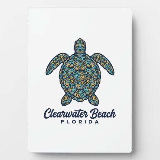 Clearwater Beach Florida Zeeschildpad Vector Desig Fotoplaat (voorkant)