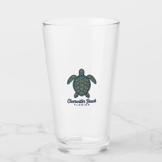 Clearwater Beach Florida Zeeschildpad Vector Desig Glas (Voorkant)