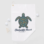 Clearwater Beach Florida Zeeschildpad Vector Desig Golfhanddoek (Insitu)
