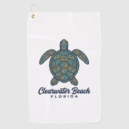 Clearwater Beach Florida Zeeschildpad Vector Desig Golfhanddoek (Voorkant)