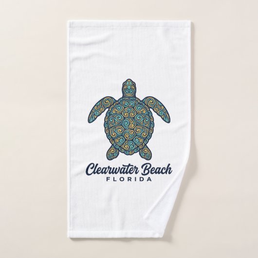 Clearwater Beach Florida Zeeschildpad Vector Desig Handdoek (Handdoek)