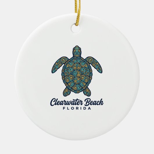 Clearwater Beach Florida Zeeschildpad Vector Desig Keramisch Ornament (Voorkant)