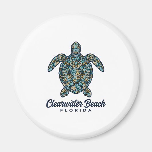 Clearwater Beach Florida Zeeschildpad Vector Desig Magneet (Voorkant)