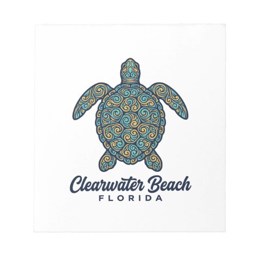 Clearwater Beach Florida Zeeschildpad Vector Desig Notitieblok (Voorkant)