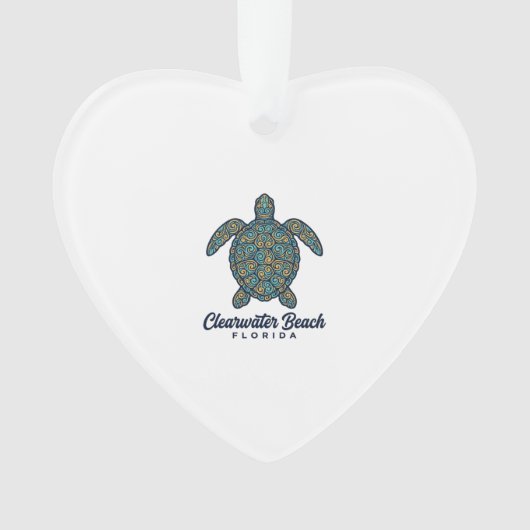 Clearwater Beach Florida Zeeschildpad Vector Desig Ornament (voorkant)