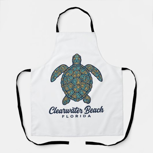Clearwater Beach Florida Zeeschildpad Vector Desig Schort (Voorkant)