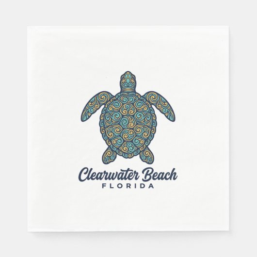 Clearwater Beach Florida Zeeschildpad Vector Desig Servet (Voorkant)