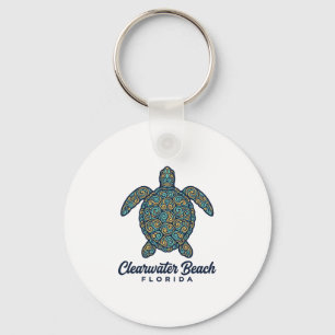 Clearwater Beach Florida Zeeschildpad Vector Desig Sleutelhanger
