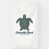 Clearwater Beach Florida Zeeschildpad Vector Desig Spandoek (Verticaal)