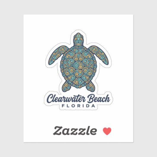 Clearwater Beach Florida Zeeschildpad Vector Desig Sticker (Vel)