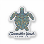Clearwater Beach Florida Zeeschildpad Vector Desig Sticker (Voorkant)