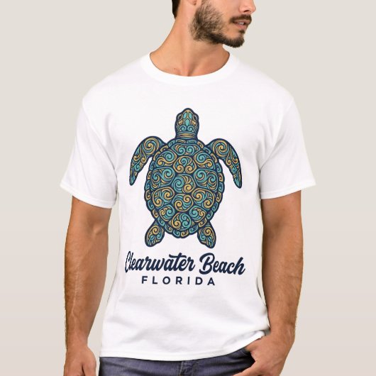 Clearwater Beach Florida Zeeschildpad Vector Desig T-shirt (Voorkant)