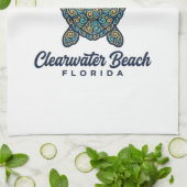 Clearwater Beach Florida Zeeschildpad Vector Desig Theedoek (Gevouwen)