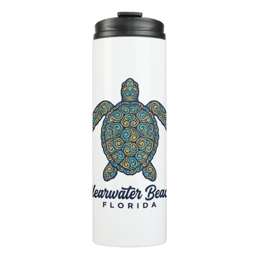 Clearwater Beach Florida Zeeschildpad Vector Desig Thermosbeker (Voorkant)