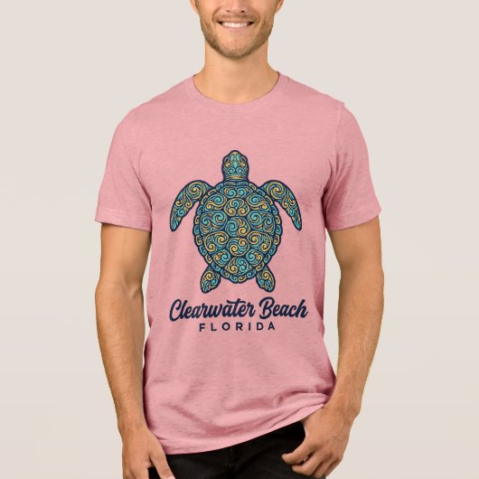 Clearwater Beach Florida Zeeschildpad Vector Desig Tri-Blend Shirt (Voorkant)