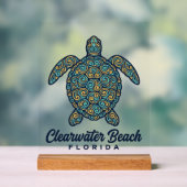 Clearwater Beach Florida Zeeschildpad Vectorontwer Acryl Bord (Neutraal)