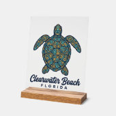 Clearwater Beach Florida Zeeschildpad Vectorontwer Acryl Bord (Hoek)