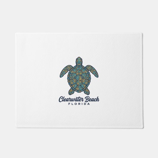 Clearwater Beach Florida Zeeschildpad Vectorontwer Deurmat (Voorkant)