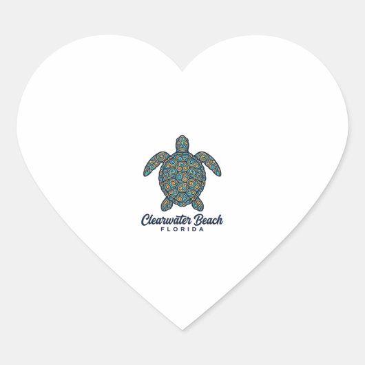 Clearwater Beach Florida Zeeschildpad Vectorontwer Hart Sticker (Voorkant)