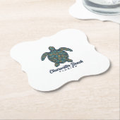 Clearwater Beach Florida Zeeschildpad Vectorontwer Kartonnen Onderzetters (Gekanteld)