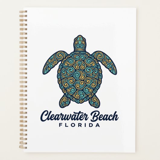 Clearwater Beach Florida Zeeschildpad Vectorontwer Planner (Voorkant)