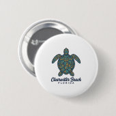Clearwater Beach Florida Zeeschildpad Vectorontwer Ronde Button 5,7 Cm (Voorkant /achterkant)