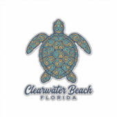 Clearwater Beach Florida Zeeschildpad Vectorontwer Sticker (Voorkant)